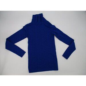 Athleta Womens Top XS Blue Long Sleeve Turtleneck Run Hike Thumb Holes Active